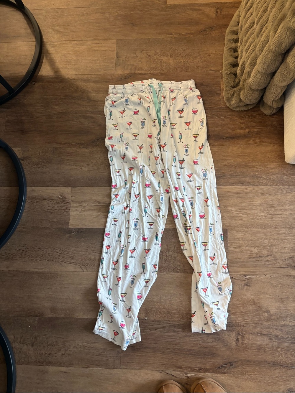 P.J. Salvage White Pajama Pants with Colorful Drink Motif